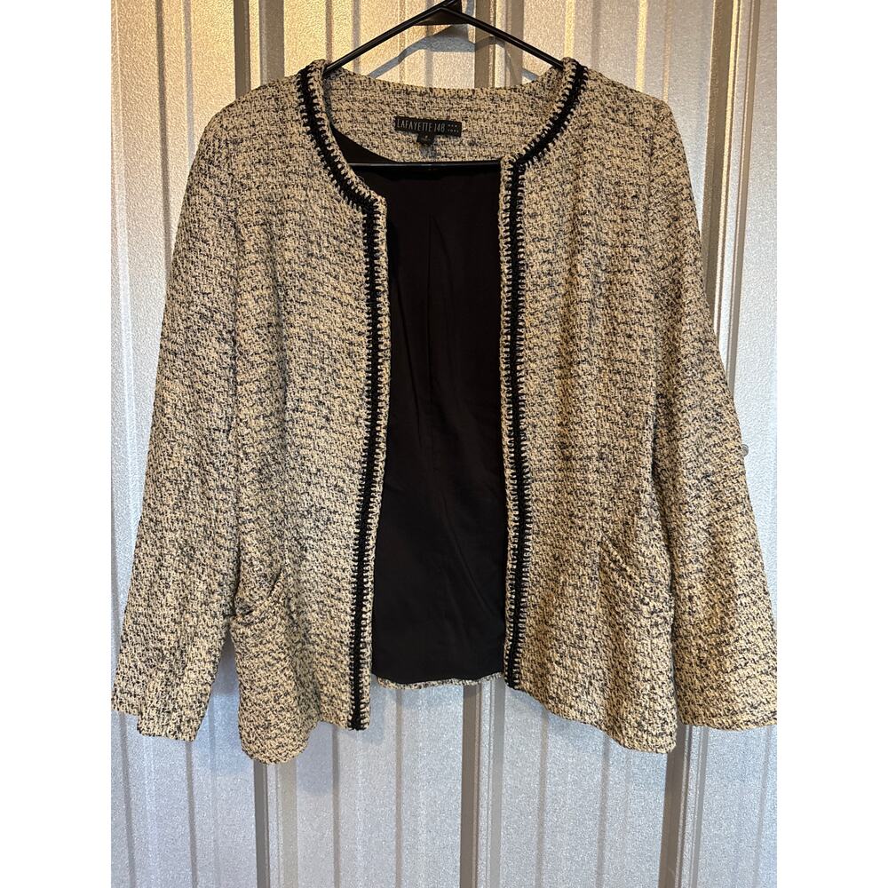 Lafayette 148 New York Women's Blazer Jacket Black Ivory Size‎ 8